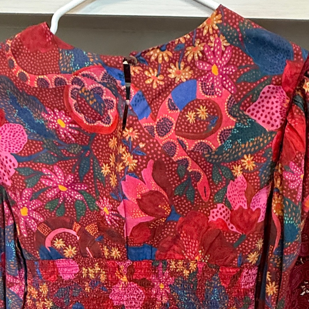 Farmrio Floral Red Print Women's Blouse - Picture 3 of 3
